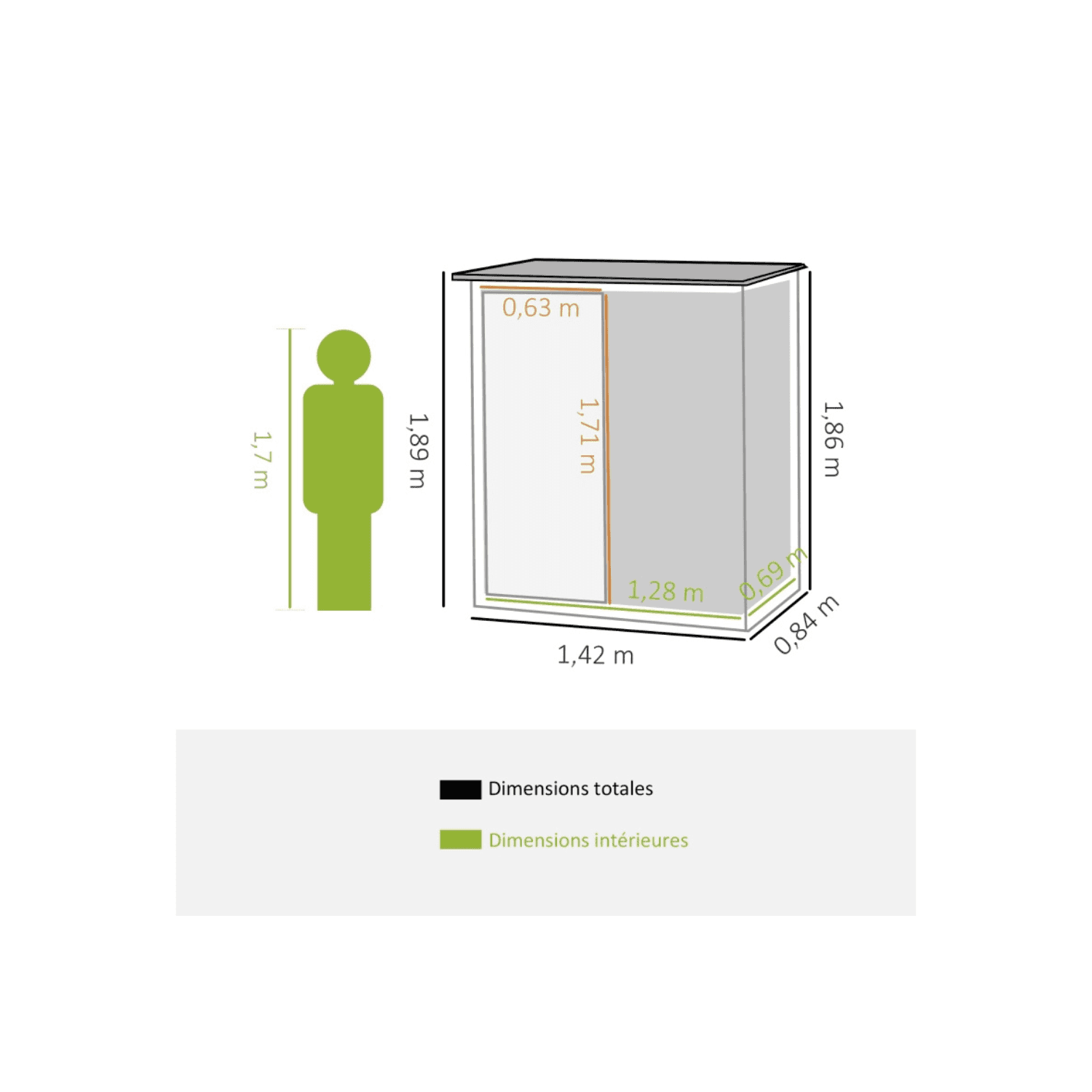 Abri de Jardin 1,2 m² – Cabanon Compact avec Porte Verrouillable - Miniature 4