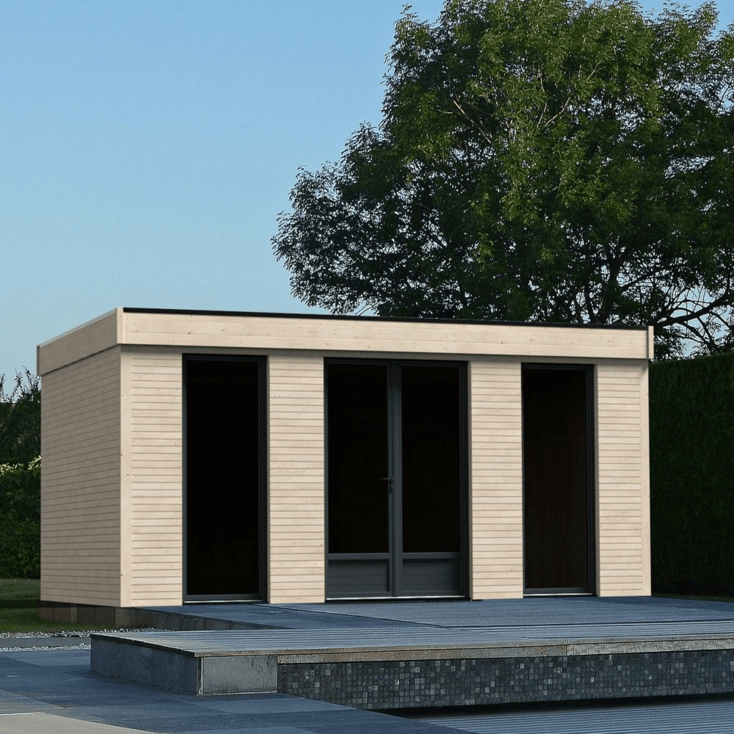 Abri de jardin semi habitable toit plat