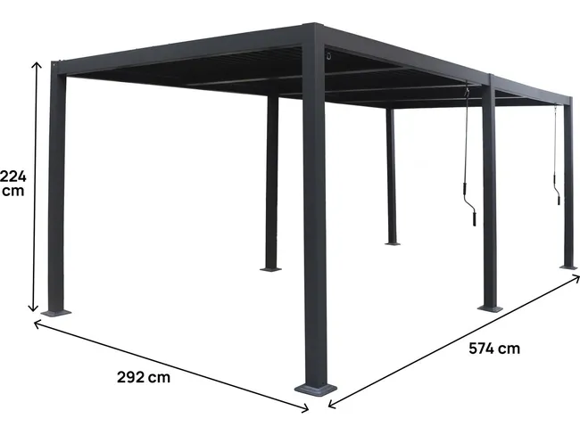 Pergola bioclimatique "Windsor" en aluminium - 3 x 6 m - Gris - Miniature 4
